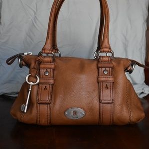 Brown leather Fossil satchel